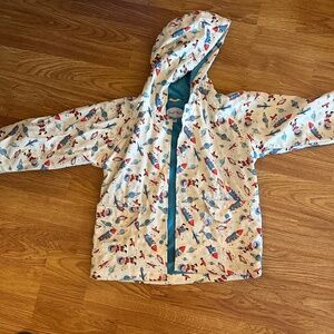 Powell Craft Retro Space Theme Raincoat - Blue Terry Lined - 4/5